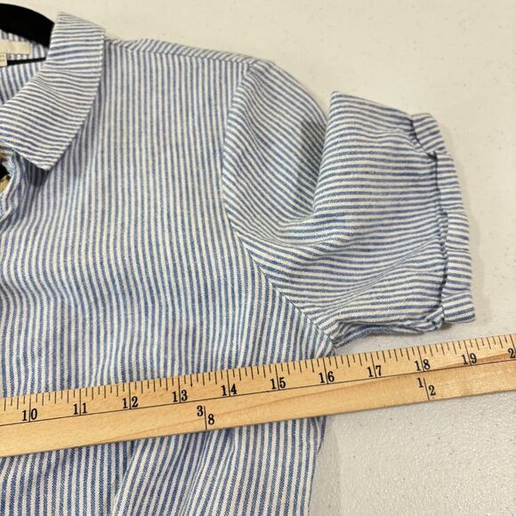 Boden Lucinda Romper Women 4R Linen Blue Stripe Shorts Beachy Preppy Resort - Picture 9 of 10